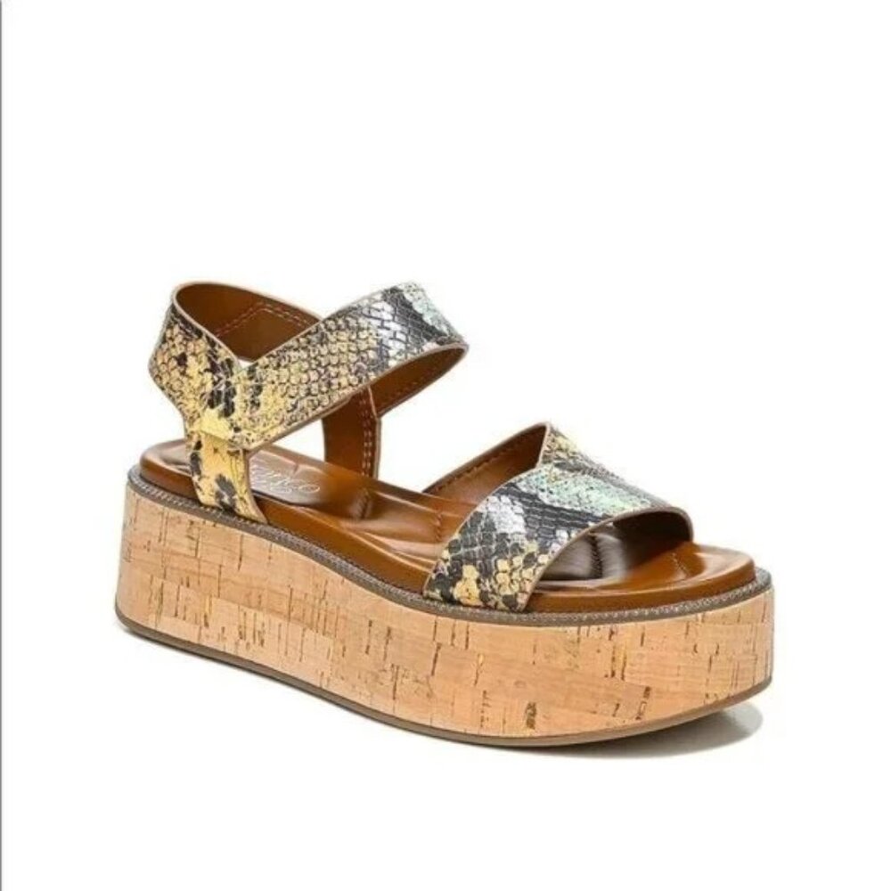 Franco Sarto Ozio Faux Snakeskin Studded Trim Platform Wedge Sandals Size 8.5